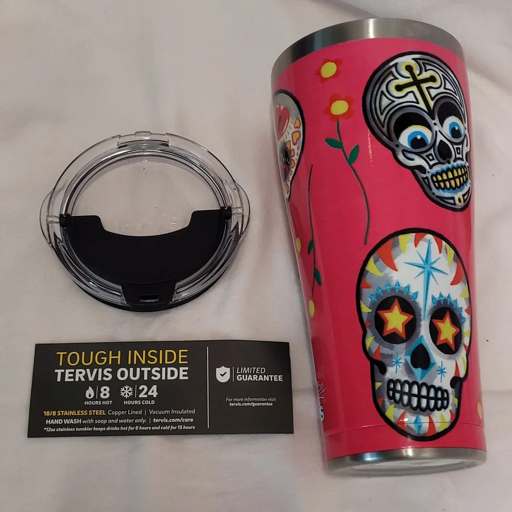 Tervis 30oz Stainless Stl Tumbler Day of the Dead Insulatd Sugar Skull Pink NEW